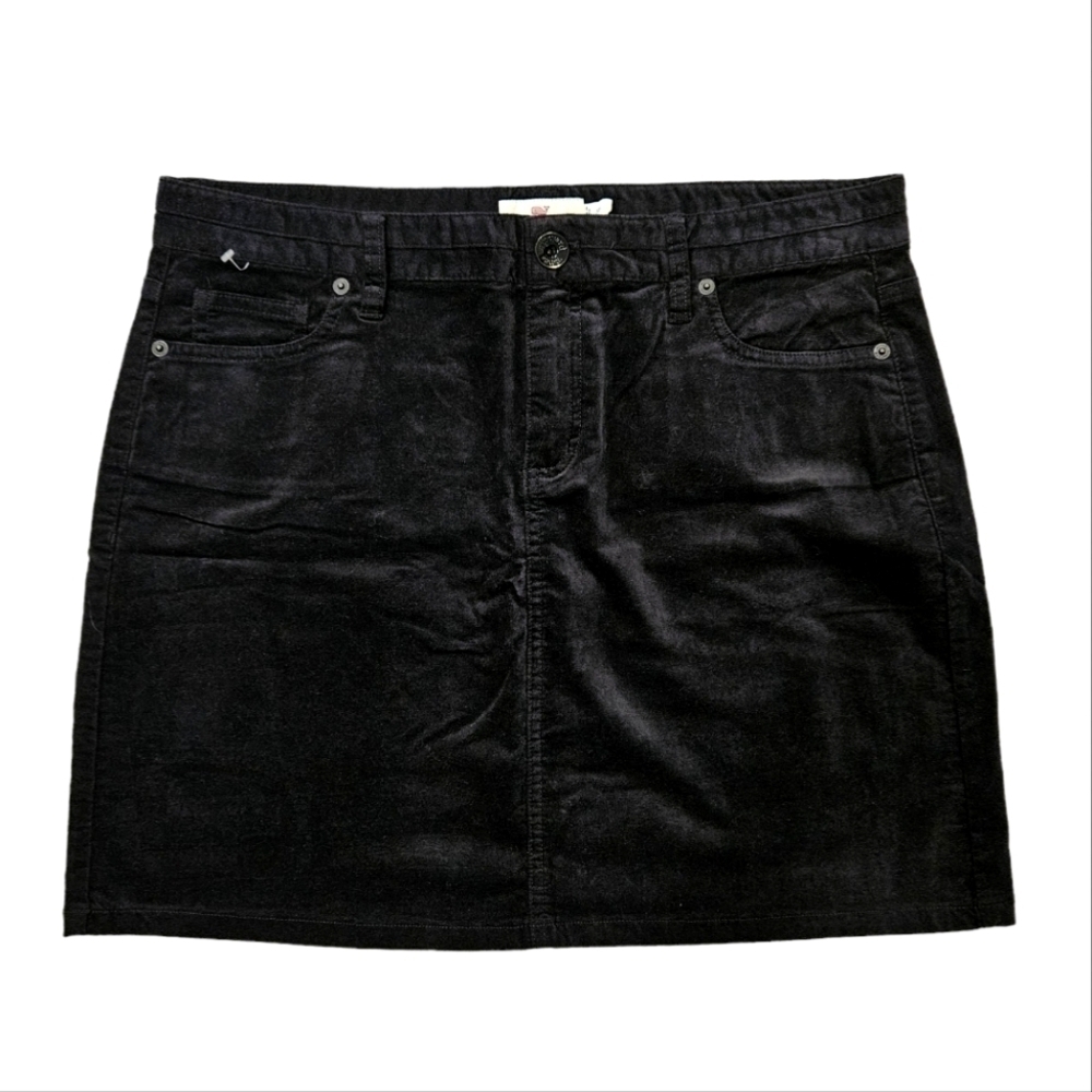 NEW Vineyard Vines Black Velveteen Classic Five Pocket Mini Stretch Skirt 12